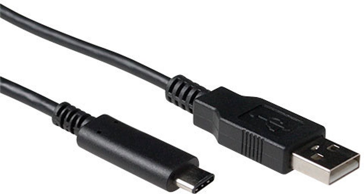 ACT SB0014 USB-C 2.0 Kabel | USB-C Male/USB-A Male | Zwart | 1 meter