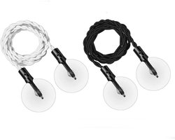 Reiswaslijn - 2 stuks - Met haken en zuignap - Draagbare elastische waslijn - Winddichte hanger voor buiten kamperen - Waslijn - Voor buiten kamperen, wasdrogen - 1.5 m - Wit, zwart