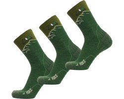 Wildure - WOXS Wandelsokken Merino Wol - Unisex - Maat 37-41 - Groen - Voordeelpakket 3 paar
