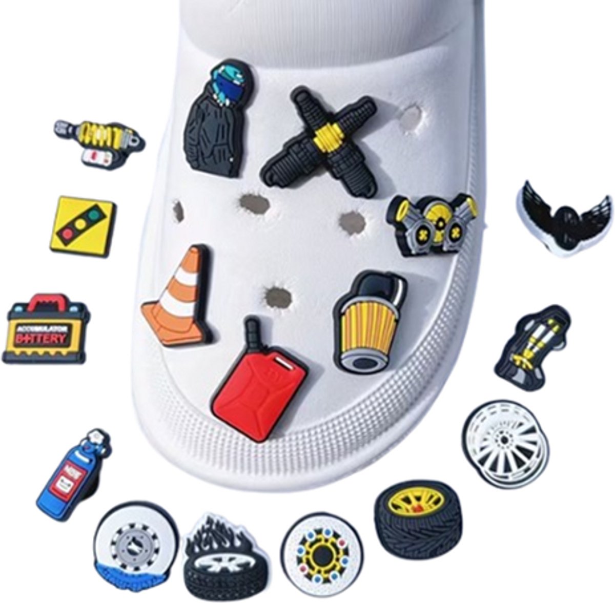 Schoen pins automonteur - schoenbedels monteur - schoen pins - charms - schoendecoratie - klomp decoratie - ook geschikt voor crocs