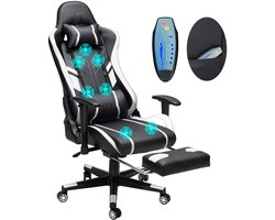A.U.D Essentials - Bureaustoel - Gamestoel - Massagestoel - Ergonomische stoel - Voetensteun - Verstelbare rugleuning