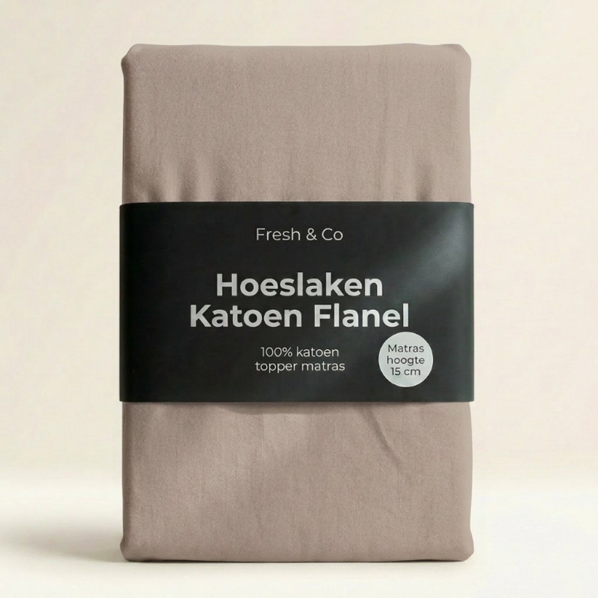 Dekbed-Discounter - Fresh and Co Topper Hoeslaken 80 x 200 cm - Verkoelend Katoen Flanel - Geschikt voor toppers tot 15 cm hoog - Wasbaar op 30 graden - Strijkvrij - Taupe