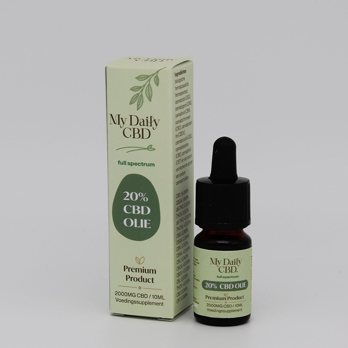 My Daily CBD olie 20%. Full spectrum ( Geproduceerd in EU ) Veel gebruikt bij chronische pijn, stress klachten, angst klachten, neurologische klachten en voor betere slaap. Draagt bij aan een beter balans voor lichaam en geest.