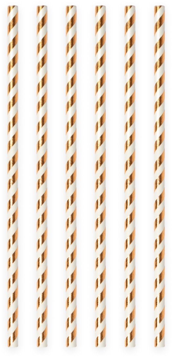 500 Papieren Rietjes Roségoud Hotstamping - 6mm x 197mm - Bulkverpakking 500 stuks - Grootverbruik - Sweet 16, verjaardag & bachelorette party