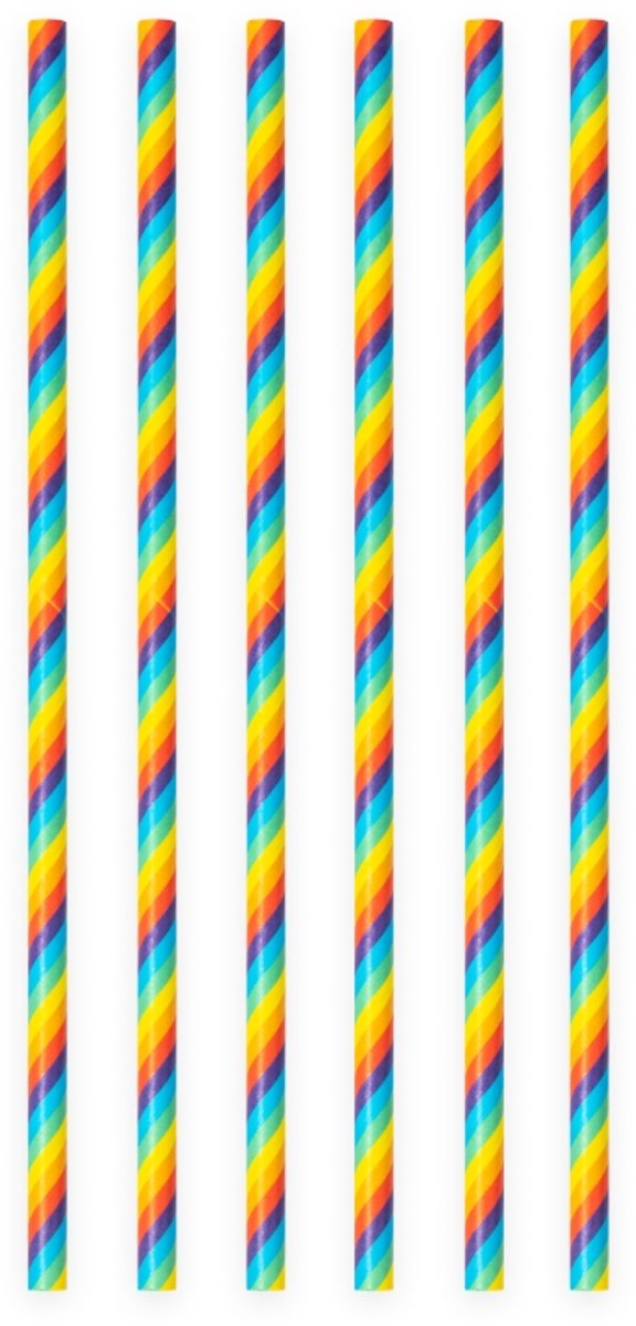 500 Papieren Rietjes Regenboog (Rainbow) - 6mm x 197mm - Bulkverpakking 500 stuks - Grootverbruik - Vrolijke feestversiering, kinderfeestje & verjaardag