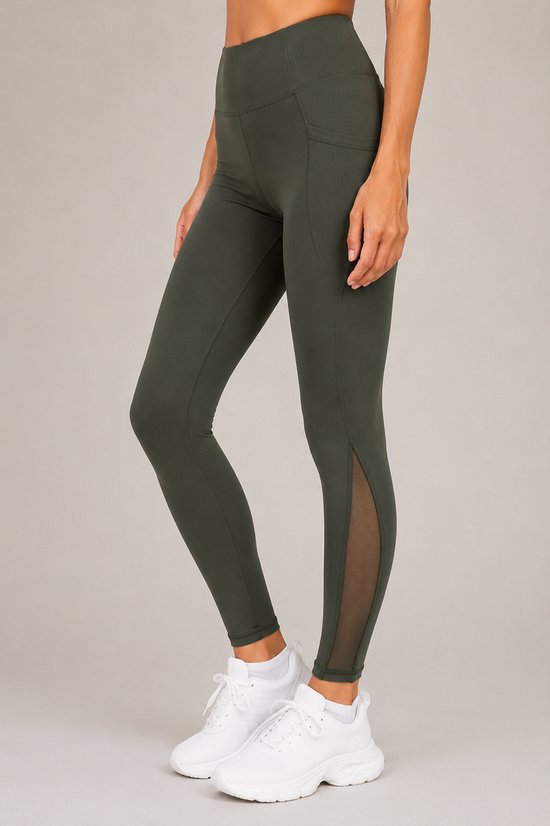 SparkNine Meshtone Sportlegging - XL - groen - mesh details & handige zakken - sportbroek - ademend & stijlvol - elastisch - squatproof — afbeelding 2