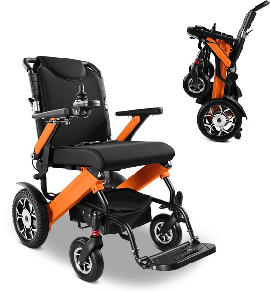 ZygenAir YHW-L002 Elektrische Rolstoel - 24V13Ah Batterijen - Tot 25km Actieradius - 150 kg Draagvermogen - Opvouwbaar & Lichtgewicht Ontwerp - Stil, Veilig & Makkelijk Mee te Nemen - Oranje