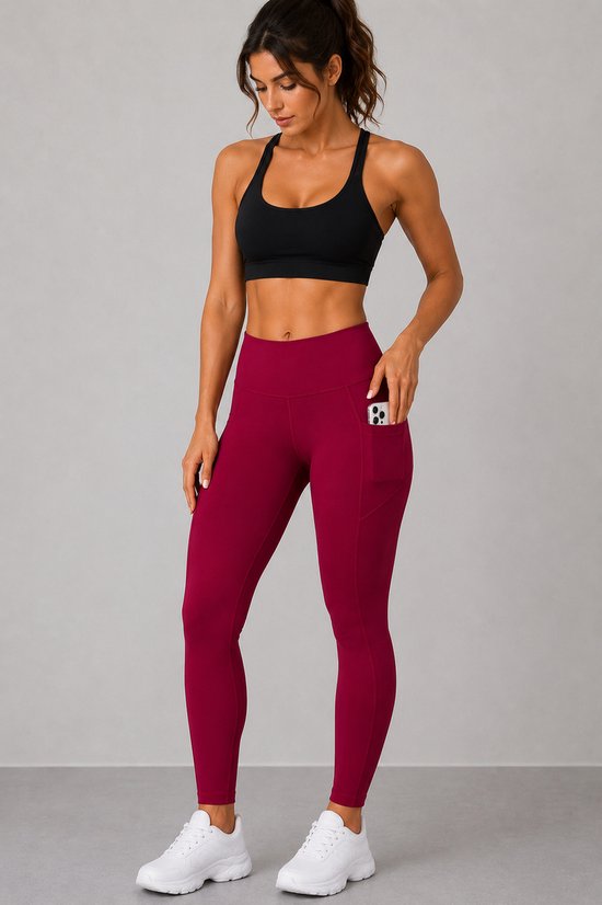 SparkNine Softflex zachte legging met zakken - dames sportlegging - comfy legging - S - rood - hoge taille - elastisch - zacht materiaal - comfortabel — afbeelding 5