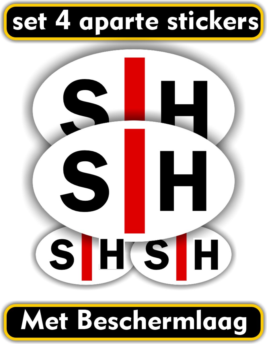 Jerma - SH Embleem - Stickers - Slechthorend – 4 st - 2st 10x6 en 2st 5x3 cm - vinyl - zelfklevend