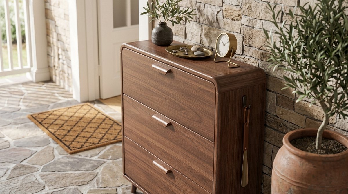 Schoenenkast smal met klapvakken en verstelbare planken – House&Garden houten schoenenkast voor hal en gang – ruimtebesparend schoenenrek organizer met ventilatie – walnoot 100 cm
