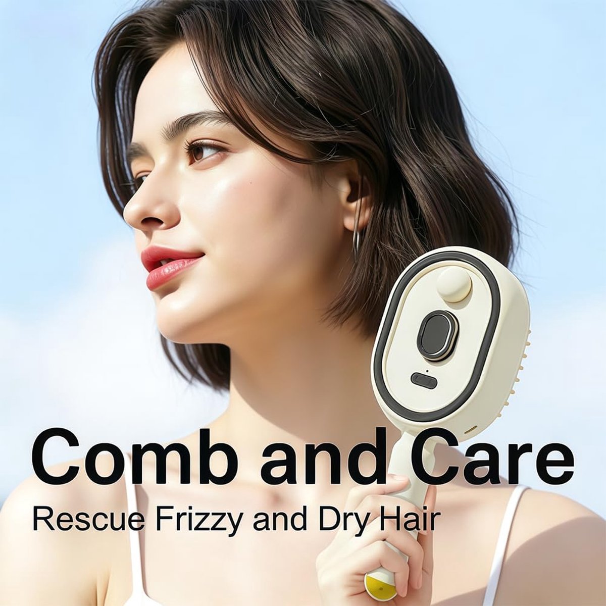 Elektrische Massageborstel met Roodlichttherapie - Stoomborstel voor het Haar met Nano Mist - 2 Stuks-rozr/wit - Anti-pluis en Zelfreinigend - Luxe Cadeau voor Vrouwen