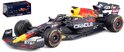 Max Verstappen Red Bull RB18 Formule 1 auto, nummer 1, donkerblauw met gele en rode accenten.