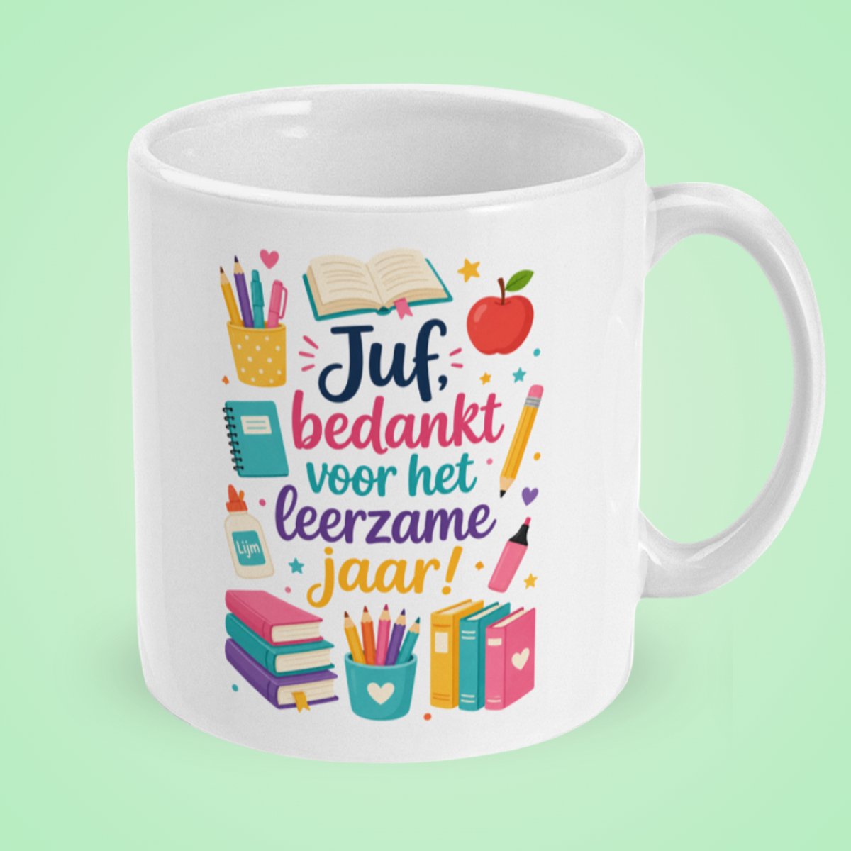 Mokster Juf bedankt voor het leerzame jaar mok - Juf cadeau - Cadeau juf einde schooljaar - Bedankt juf cadeau - Keramische koffiemok 330 ml