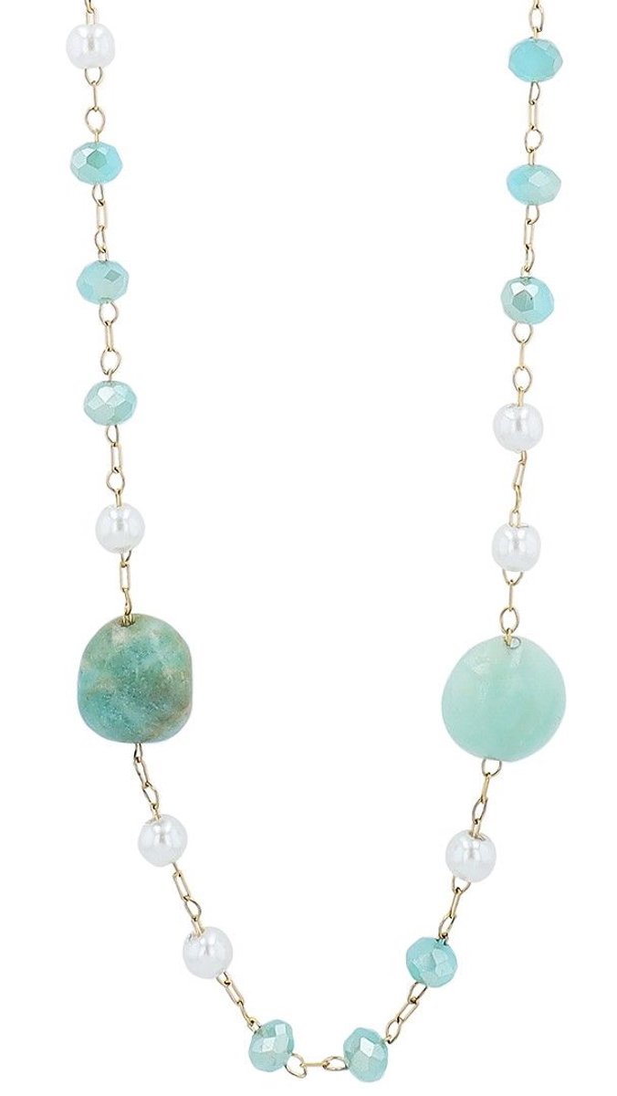 AKZENT Akzent dames ketting met hanger Gosia ketting "Gosia", roestvrij staal, zoetwaterparels & amazoniet