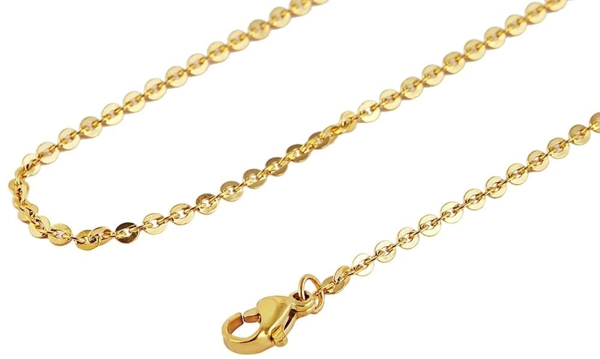 AKZENT Accent Unisex Ketting Elouise ankerketting, roestvrij staal, goudkleurig, 45/50/60 cm