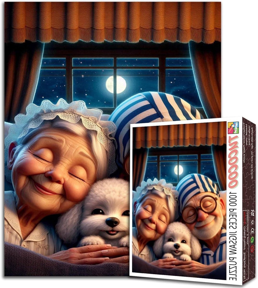 Legpuzzels 1000 stukjes - Puzzel volwassenen - Ontspanning thuis - Gerecycled puzzelbord - 50 x 70 cm - Oude vrouw-a28