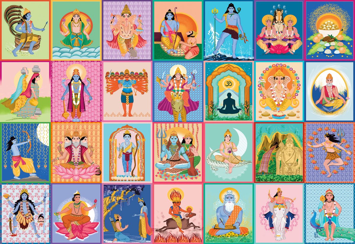 Hachette puzzel India - 1000 stukjes kleurrijk speelgoed.
