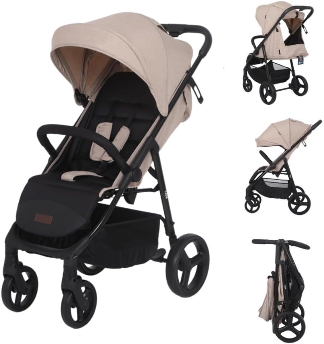 Buggy Grande Go - Reisbuggy Kinderwagen - Compact Vervoer - Verstelbare Rugleuning - 8.6 kg - Beige