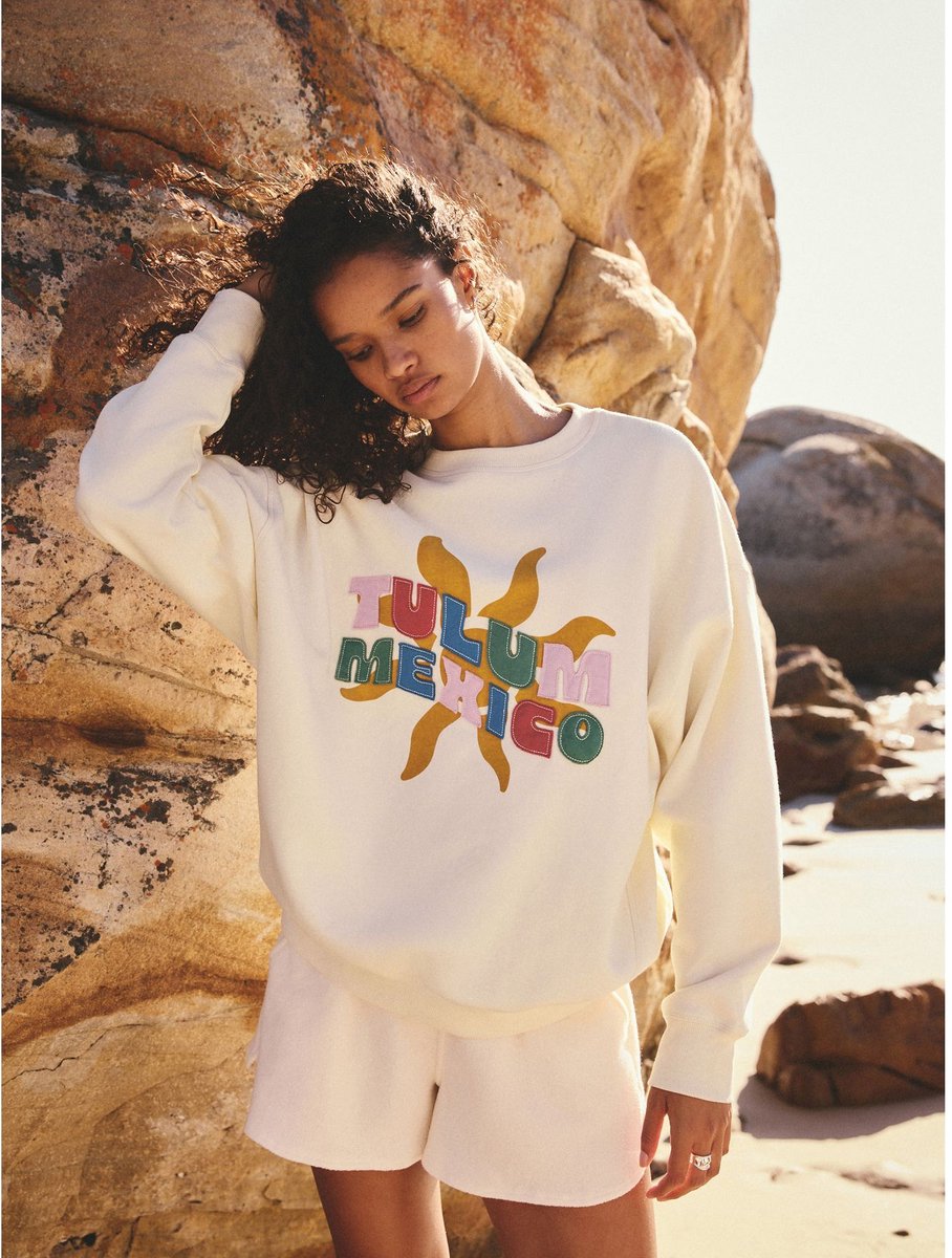 Next - Dames - Sweatshirt met Mexico-print - Crème
