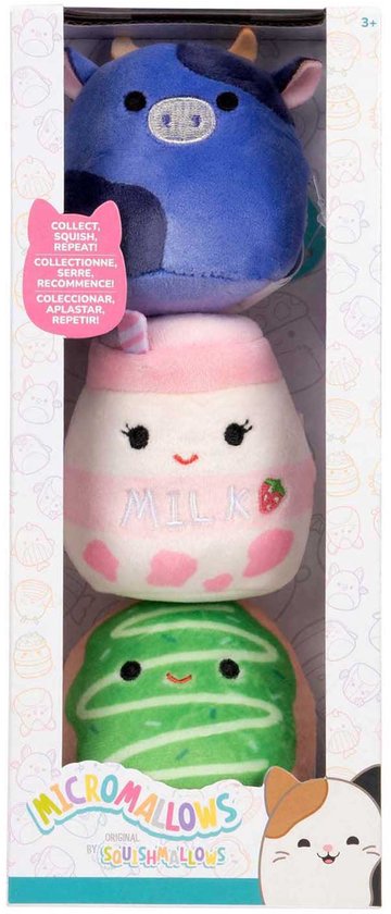 Squishmallows pluche knuffel set Micromallows 3-delig verzamelfiguur.