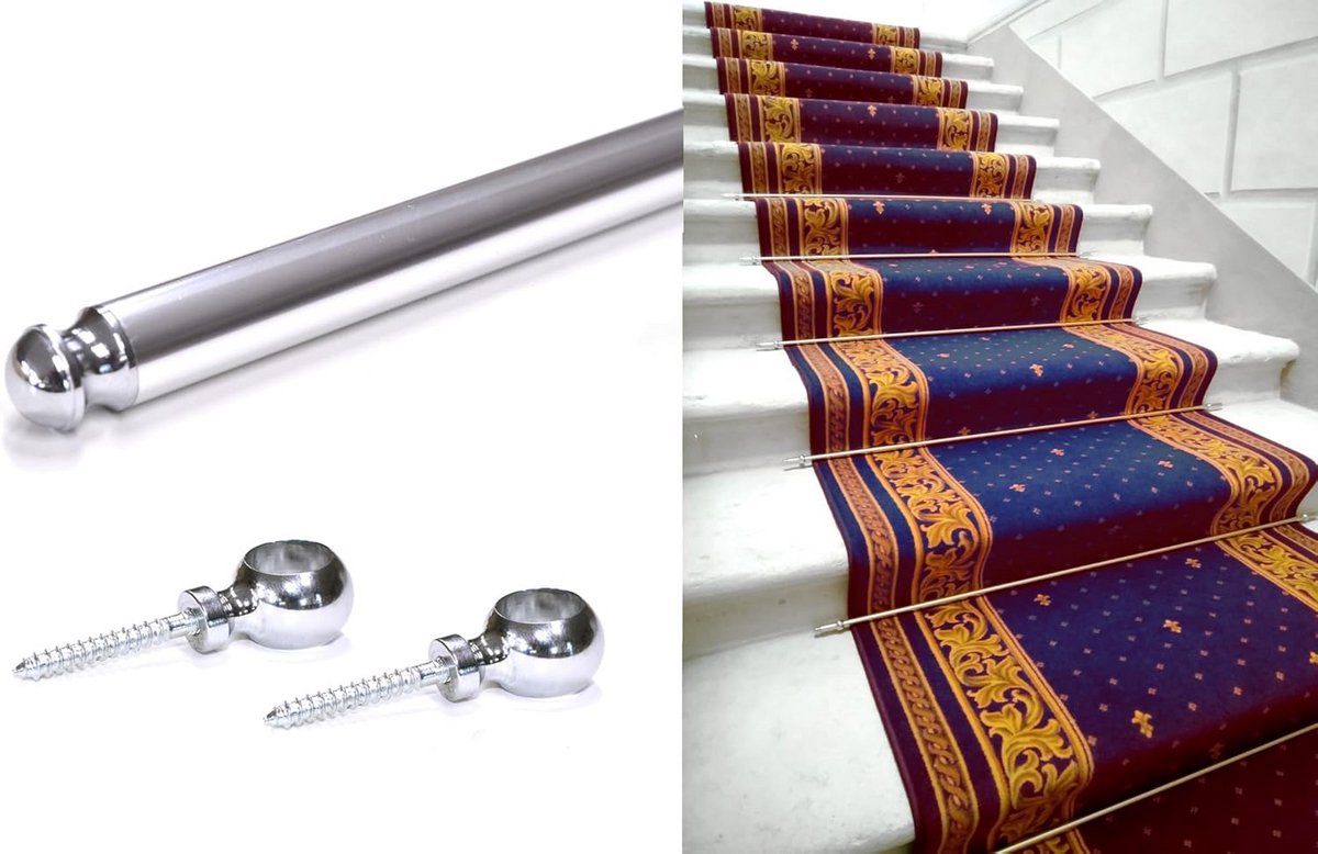 Trap lopers stokken met oogjes en schroeven - Aluminium trapbanden