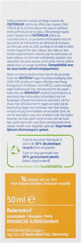 NIVEA SUN UV Anti-Age Q10 Zonnebrand Gezicht - SPF 50 - Zonnebrandcreme - Anti Rimpel Zonnecrème - 50 ml