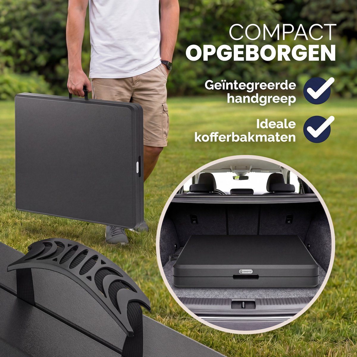 CASARIA Tuintafel - 183x76cm Inklapbaar Weerbestendig – Antraciet thumbnail 3
