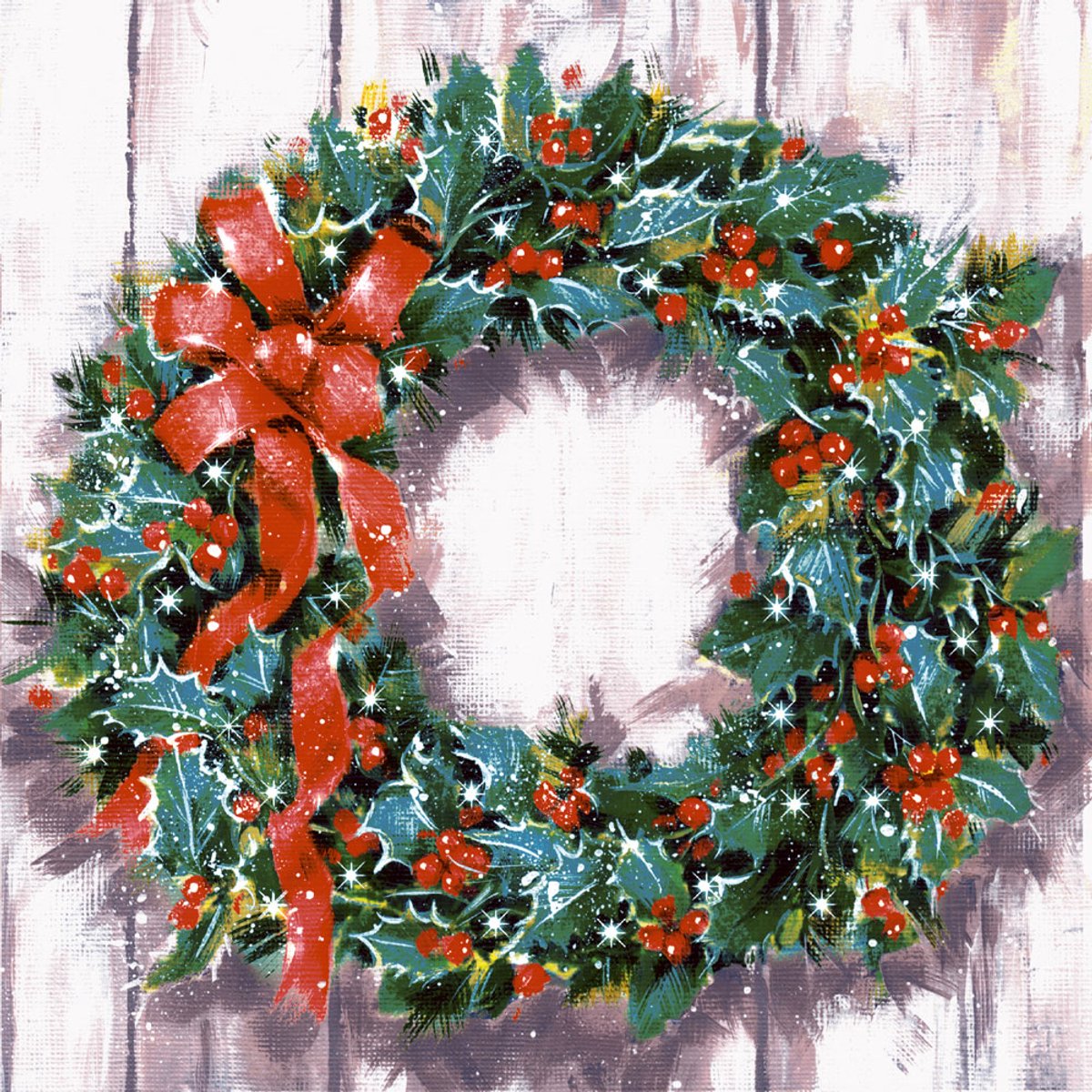8x 20 Servetten 3-laags 1/4 vouw 33 cm x 33 cm Classic Wreath