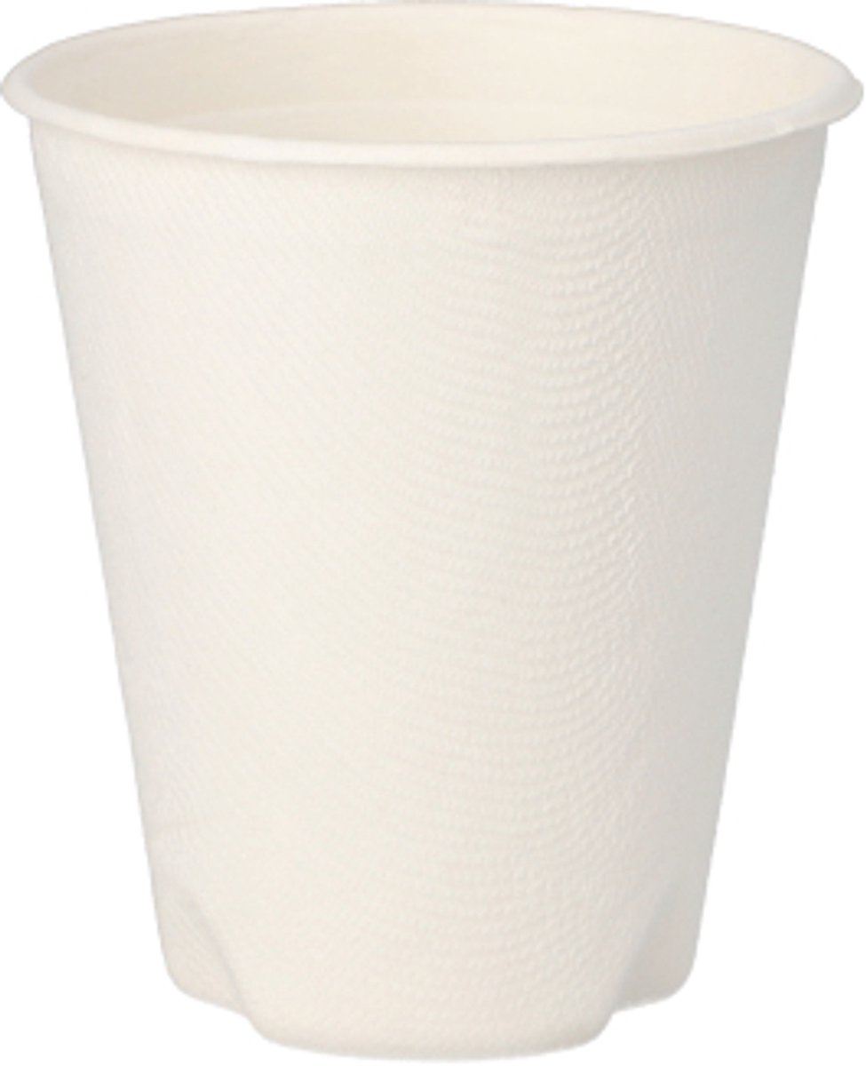 16x 40 Bekers van suikerriet pure 02 l Ø 8 cm · 91 cm wit voor warme dranken