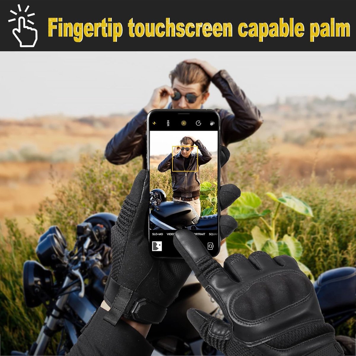 Handschoenen - Motorhandschoenen - motor accessoires - touchscreen -handschoenen voor motorfiets- motorhandschoenen waterdicht - handschoenen heren - voor Bescherming - wandelen - outdoorsporten - voor mannen en vrouwen- Zwart - Maat XL - winddicht – foto 2
