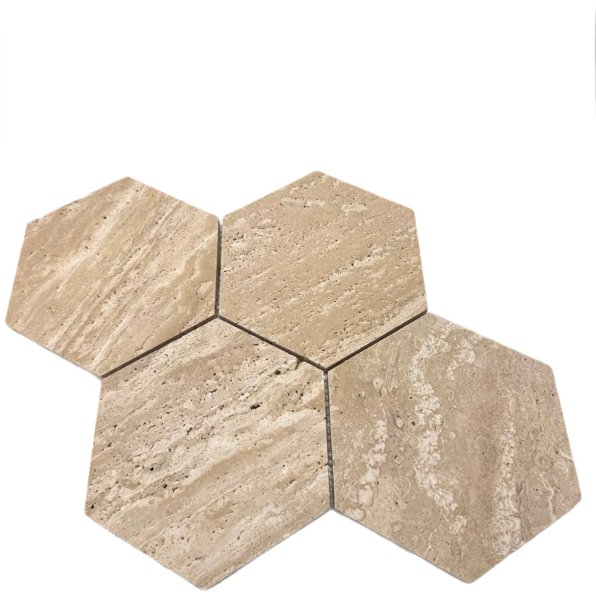 KitKat Travertin Bull Nose Mozaïek - Per Matje 30x30 cm - Beige Natuursteen - Gezoet