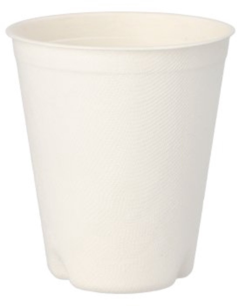 10x 12 Drinkbekers Suikerriet pure 03 l Ø 9 cm · 10 cm wit voor warme dranken