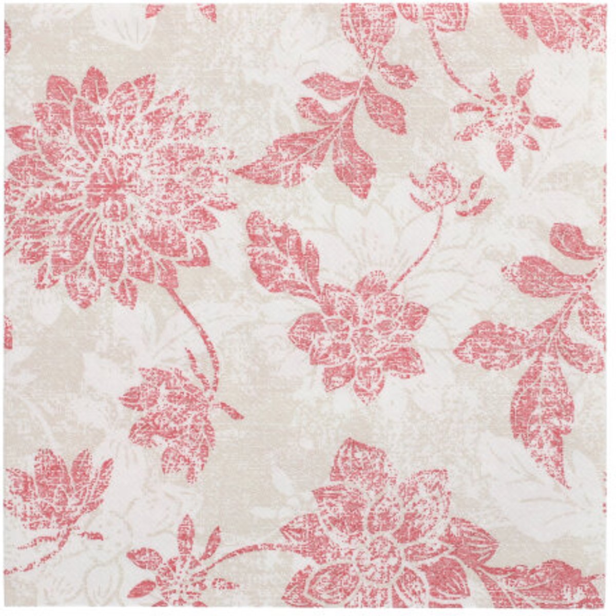 5x 50 Servetten ROYAL Collection 1/4 vouw 40 cm x 40 cm bordeaux Flowers