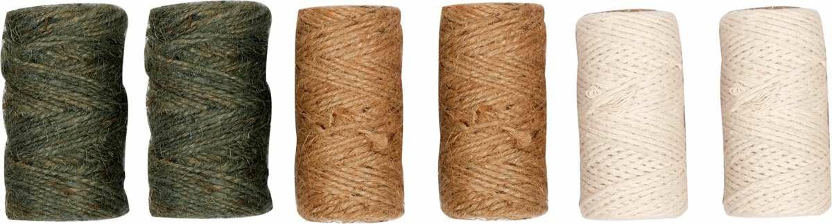 FLO 88820 - Tuinsnof Set - 6 Stuks - Katoen en Jute - Verschillende Kleuren