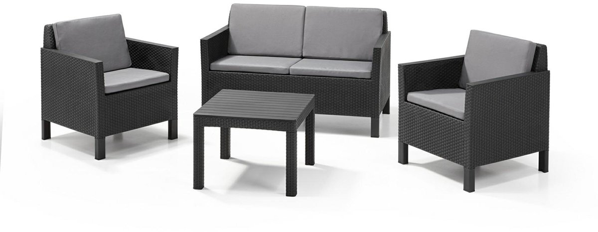 Keter Chicago Serie - Tuinmeubelset - Grafiet - Inclusief Kussens