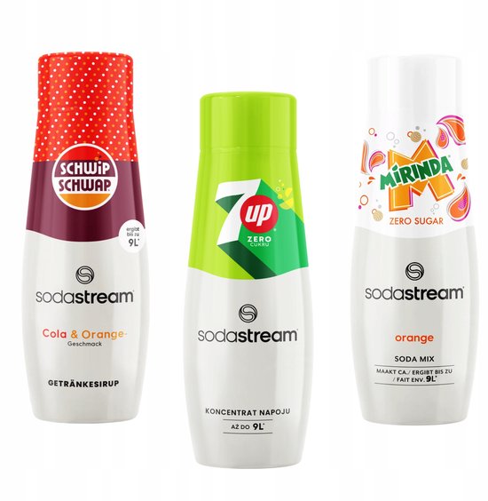 SodaStream Serie - Frisdrank Concentraten Set - Schwip Schwap - 7up Free - Mirinda Zero