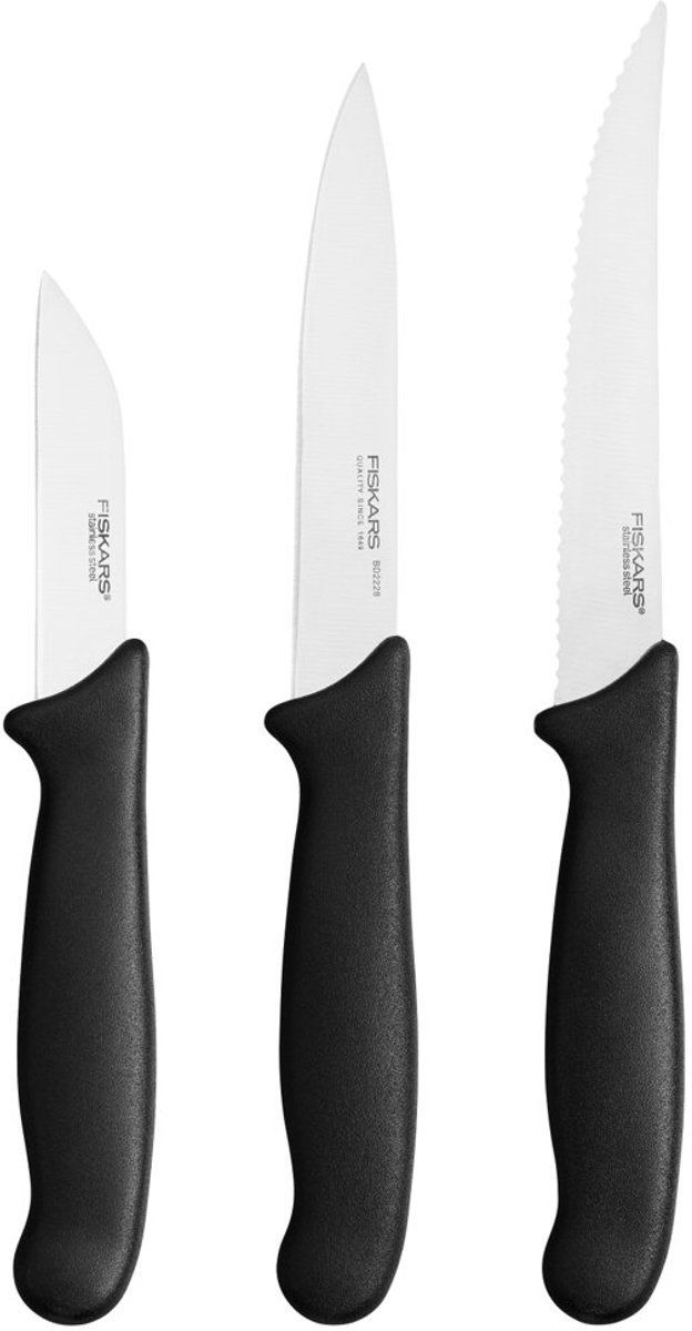 Fiskars Essential - Messenset - 3 stuks - Roestvrijstalen - Ergonomische Handgreep