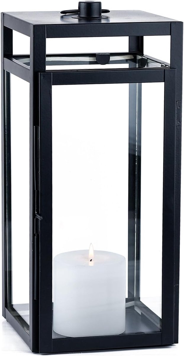 Tuinlantaarn Metaal - Buitenlamp Glas - Sfeerverlichting Terras - Modern Design Strak - 35