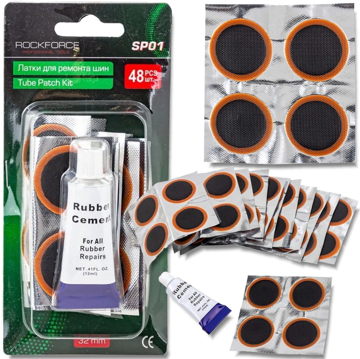 Rockforce - Reparatieset voor Banden - 48 Stuks - Inclusief Lijm - 34mm
