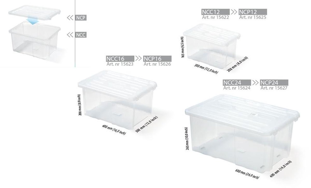 Prosperplast NCC16 - Multifunctionele Opbergbox - 16L - Transparant - Kunststof
