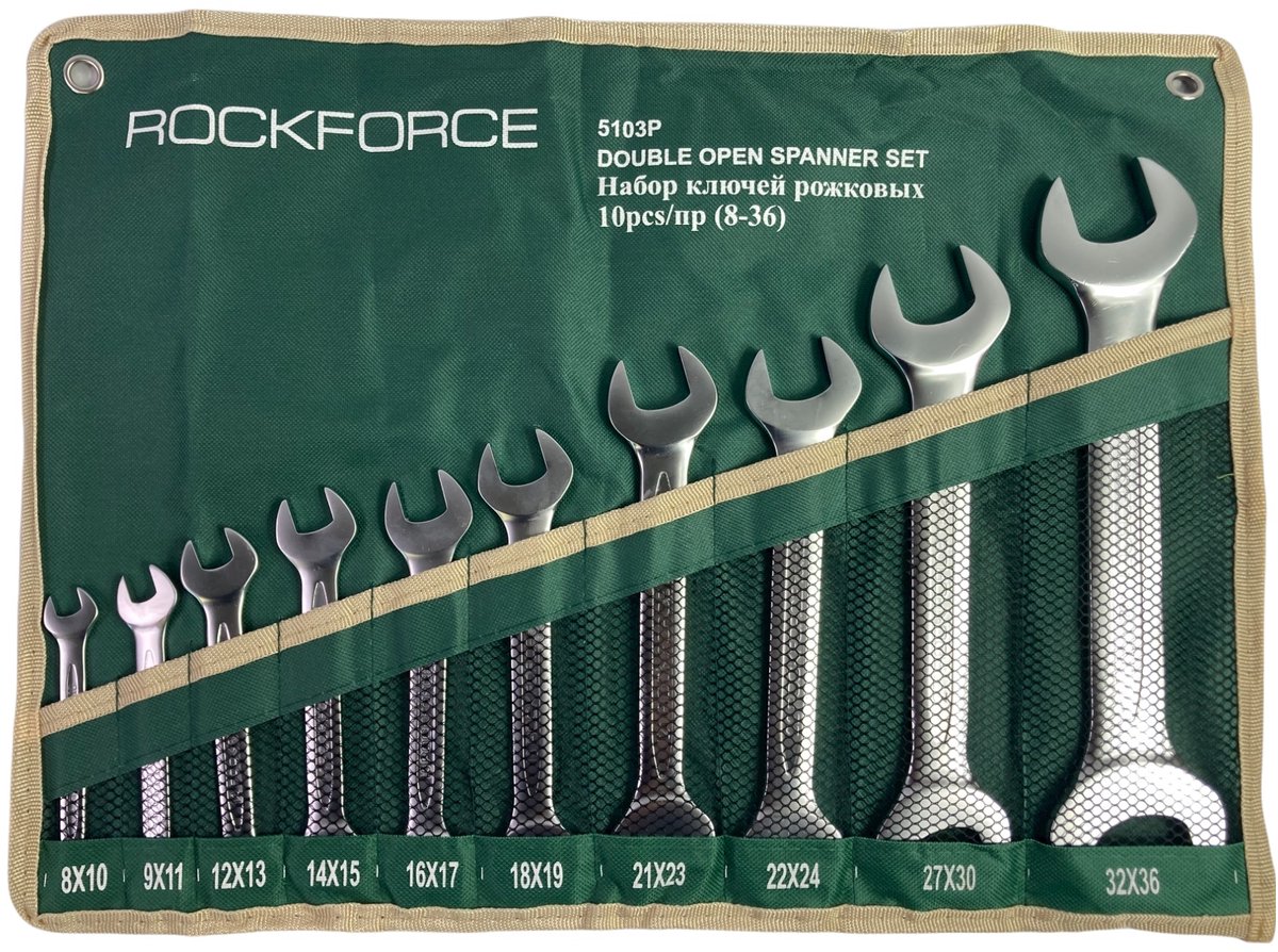 Rockforce 5103P - Chroom-Vanadium Sleutelset - 8-36 mm - 10 stuks