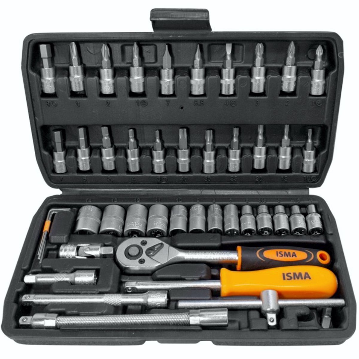 ISMA Serie - Dopsleutelset - 46 delig - CrV Staal - TORX/HEX/PZ/PH/Plaats