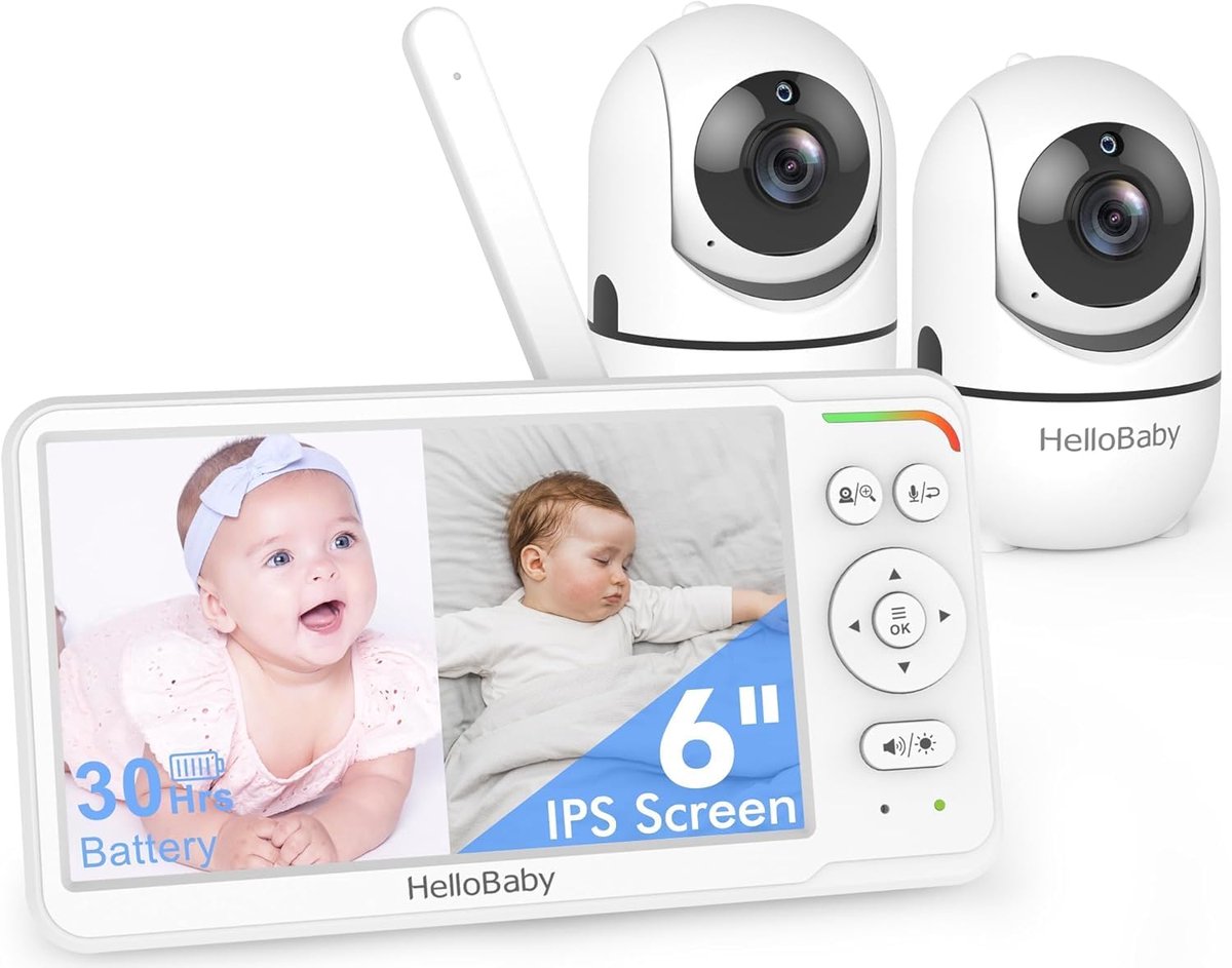 Babymonitor met 2 camera's - Kind monitor video - Ouderlijk toezicht - Splitscreen IPS display