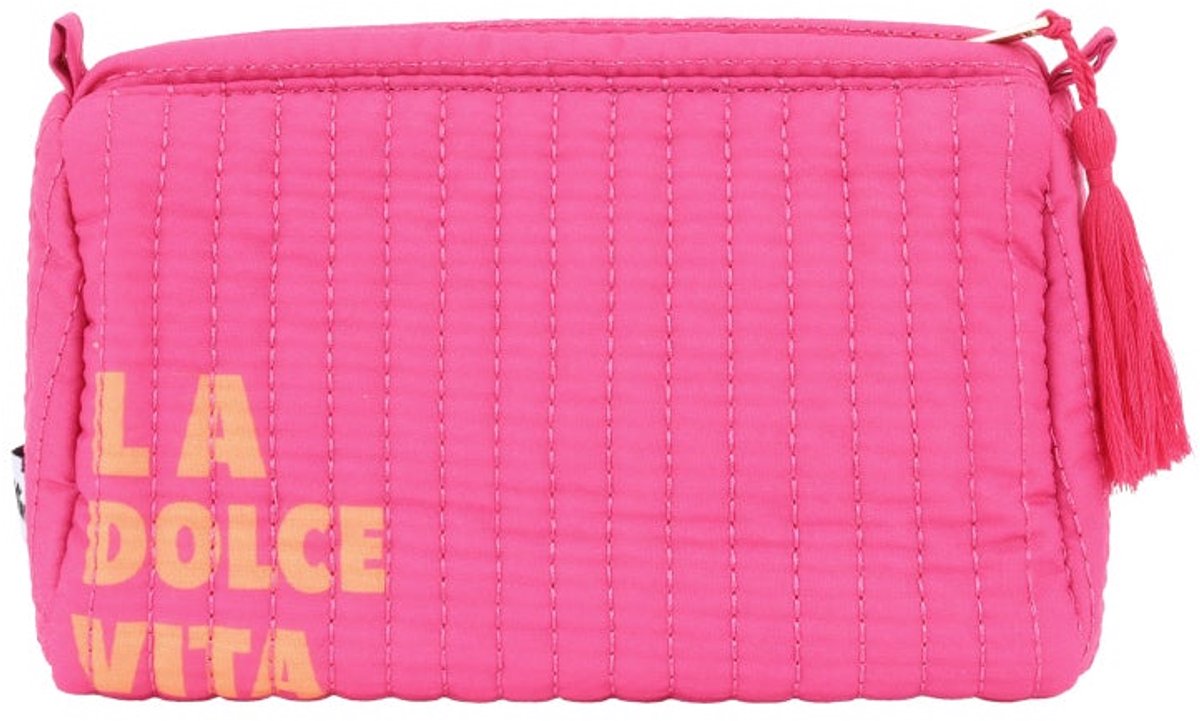 La dolce vita make-up tas groot - Fuchsia - Roze - Vrouwen toilettas - Travel essentials - Reizen - Goudlief.nl