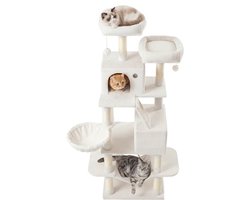 Feandrea - Krabpaal - Kattenboom - Voor Katten - 168 cm Hoog - 13 Krabpalen - 2 Platformen - 2 Grotten
