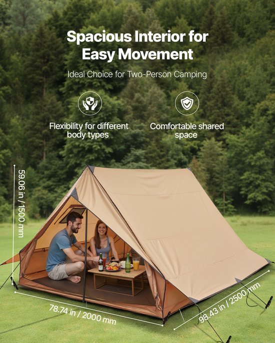 VEVOR Kampeertent Cabine Tent met Kachelaansluiting en Grondmat voor 2 Personen — afbeelding 3