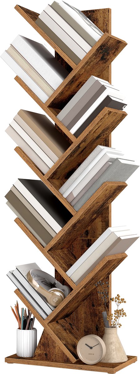 Vasagle Boekenkast - Moderne Opbergrek - Vrijstaande Boekenkast - Voor Woonkamer Slaapkamer Kantoor Bruin