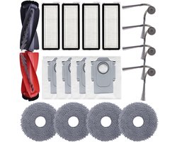 18stuks - stofzuiger - geschikt voor - Roborock Qrevo P20/P20PRO/Qrevo Curv S5X / Qrevo Edge/ Qrevo Edge S5A reserveonderdelenset - 2 hoofdborstels, 4 HEPA-filters - 4 reinigingsdoeken - 4 stofzakken - 4