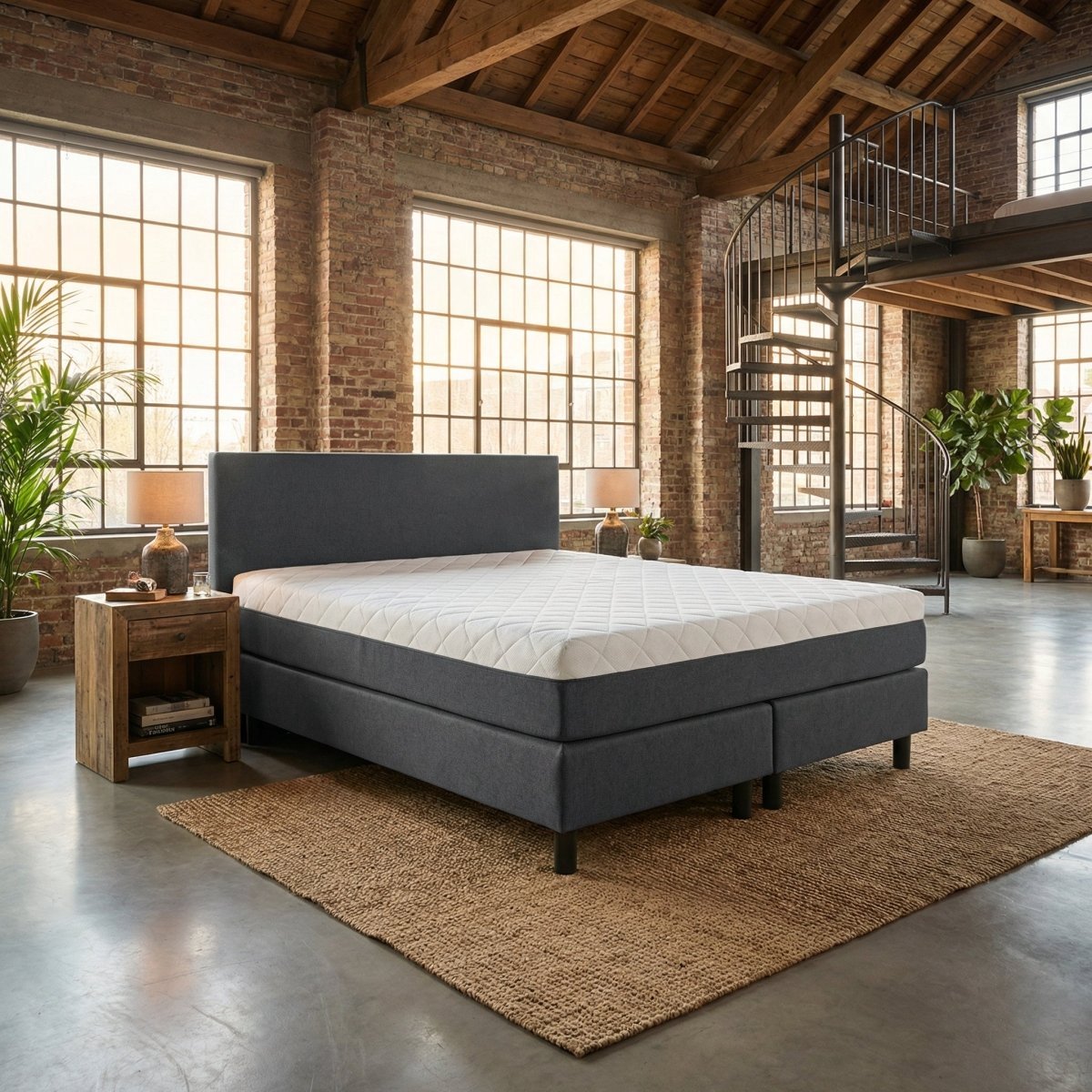 Mörgenn Boxspring Basic - Pocketvering - Matras met Geïntegreerde Topmatras - Antraciet - 140x200