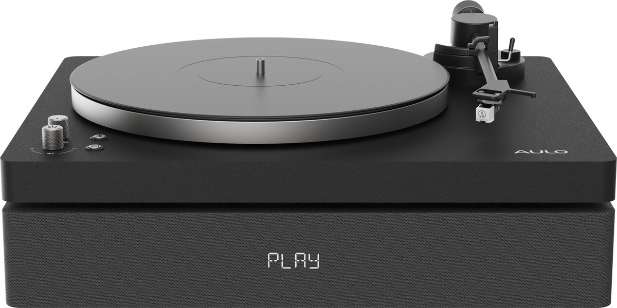 Aulo - Vinyl platenspeler met ingebouwde luidsprekers en subwoofer - Bluetooth - Duurzaam design in luxueuze zwarte afwerking